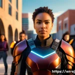 시크릿쥬쥬 캐릭터 이름별 성격 - A courageous and empathetic female team leader standing confidently at the forefront of a diverse gr...